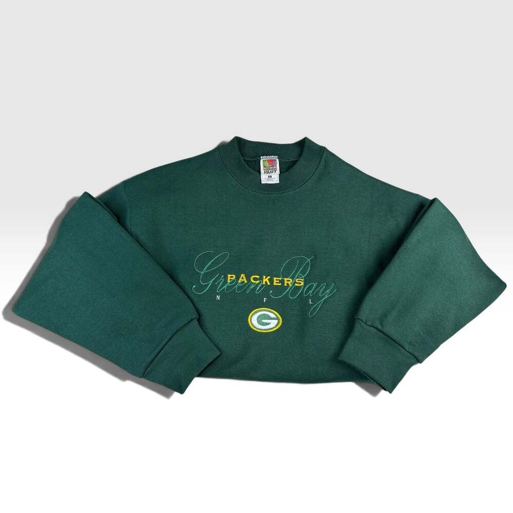 Vintage 90s Green Bay Packers Embroidered Crewneck Sweatshirt Large USA Made